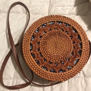 Whicker woven circle purse,